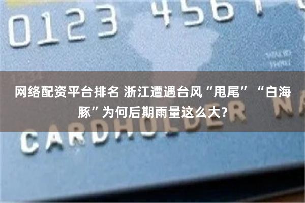 网络配资平台排名 浙江遭遇台风“甩尾” “白海豚”为何后期雨量这么大？